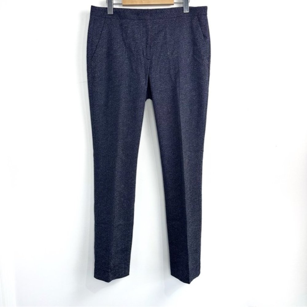Theory Rosel Blue Dashed Wool Straight Leg Pants Trousers Size 10